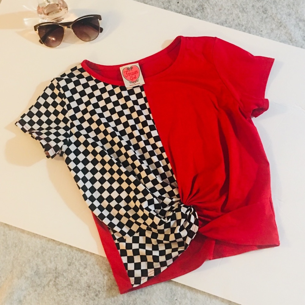 Red black&White checkered twist tie top